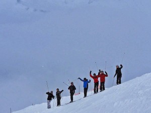 Roedel teckels in de sneeuw